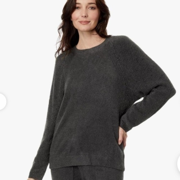 Barefoot Dreams Cozychic Lite Knit Rayon Nylon Slate Grey Ribbed Hem Shirt Xl